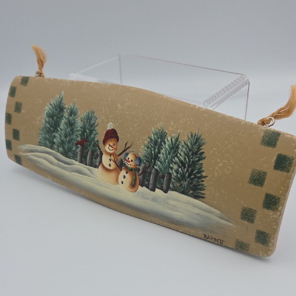 Country Peddler PA Folk Art Hand painted Snowman Holiday Decor Craft Plaque